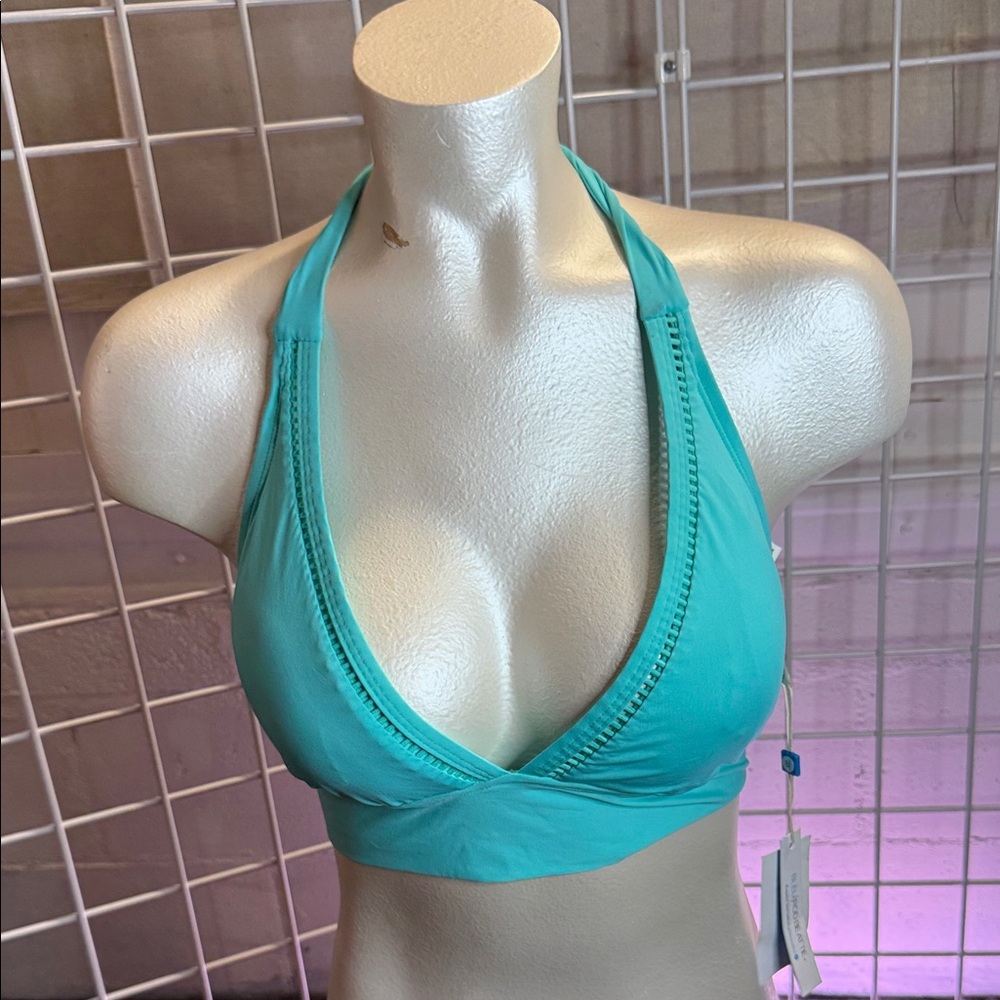 Bleu Rod Beattie Aqua Halter Bikini Top SZ 10